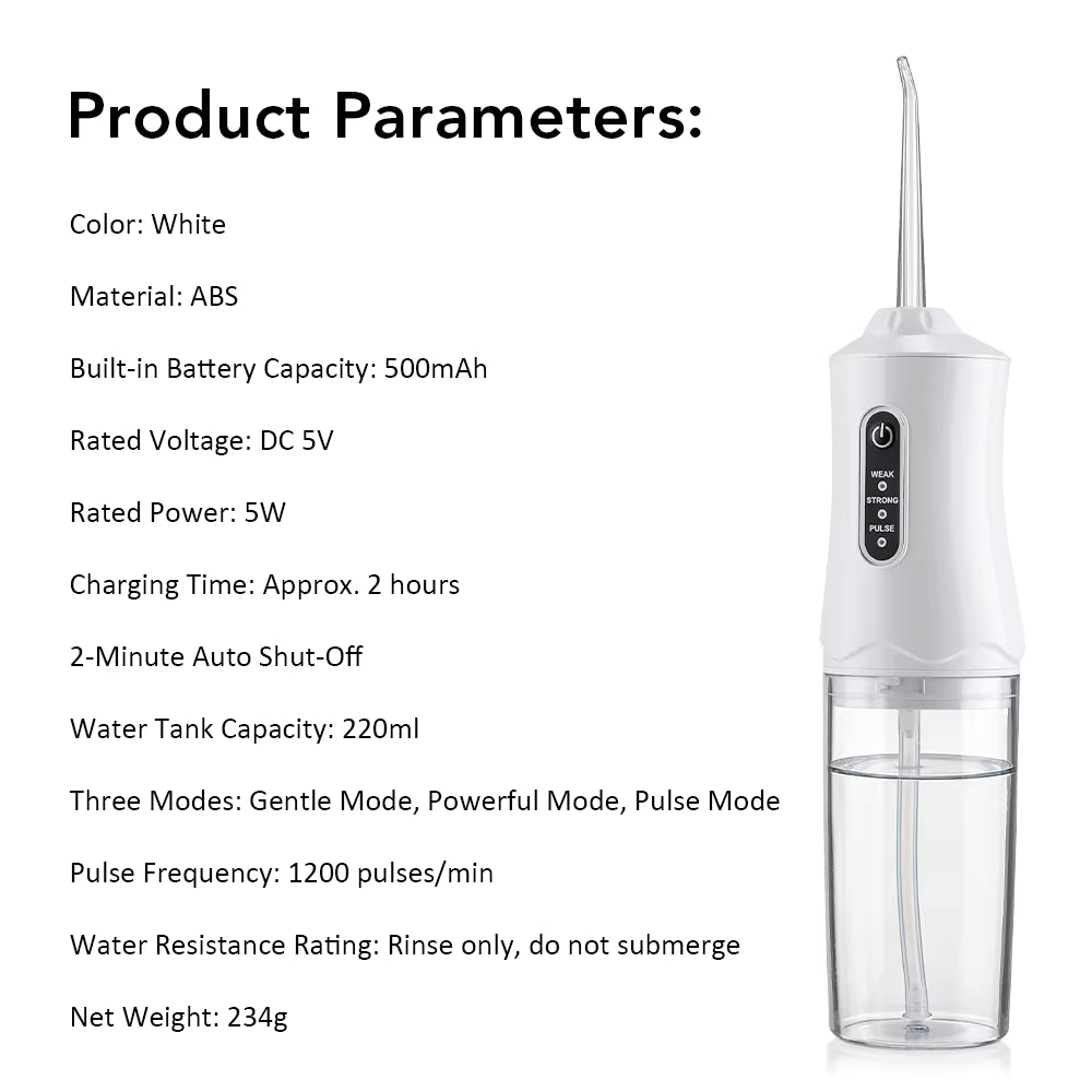 Portable 3-Mode Electric Water Flosser & Oral Irrigator