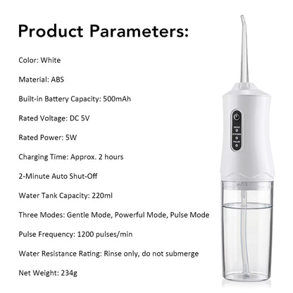 Portable 3-Mode Electric Water Flosser & Oral Irrigator